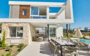 Luxurious outdoor dining area with modern villa design in Cyprus Ayia Napa