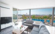 Modern living room with pool view in Villas in Cyprus Protaras.