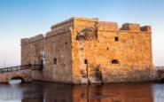 paphos castle at sunset