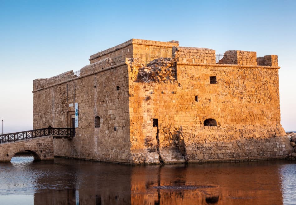 paphos castle at sunset